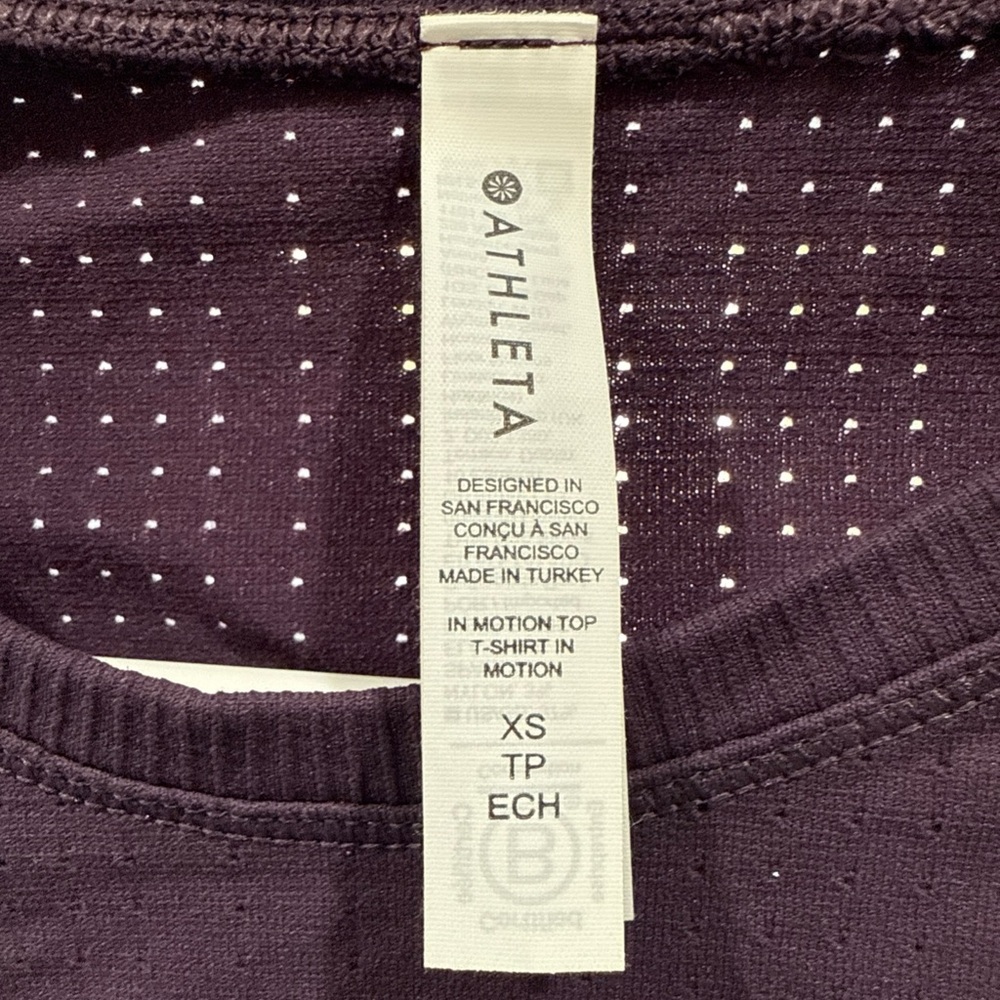 Athleta Deep Purple In Motion Seamless Top, XS